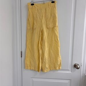YFB Yellow Wide Leg Linen Blend Pants Size Medium